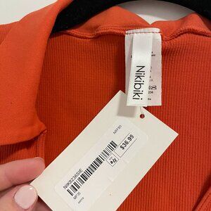 NWT Nikibiki Ribbed Collared V-Neck Cropped Tank Rustic Orange